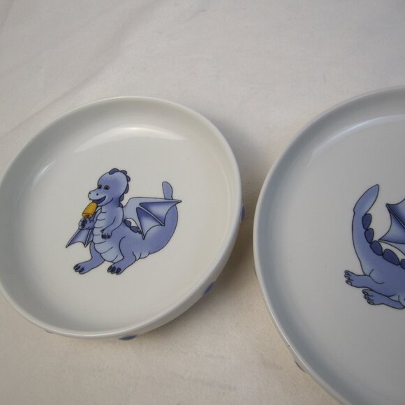 Vintage IKEA SMASKIG Childs Bowl & Plate Set Dragon 1999 # 16558 - Picture 3 of 8